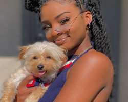 The star has adopted a cute dog in her home.